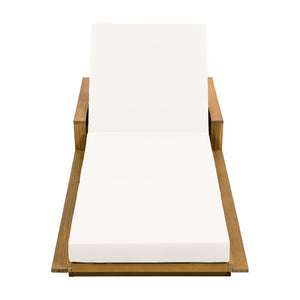 English Elm Acacia Wood Reclining Outdoor Chaise Lounge Teak Finish Rope Accents Patio Poolside Cream N770P350816T_N770P208317C