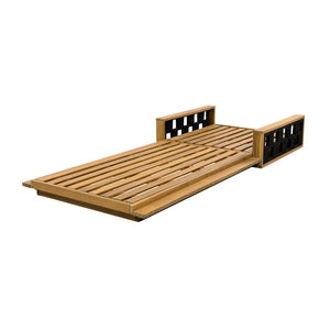 English Elm Acacia Wood Reclining Outdoor Chaise Lounge Teak Finish Rope Accents Patio Poolside Cream N770P350816T_N770P208317C