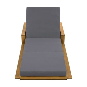 English Elm Acacia Wood Reclining Outdoor Chaise Lounge Teak Finish Rope Accents Patio Poolside Dark Gray N770P350816T_N770P208326G