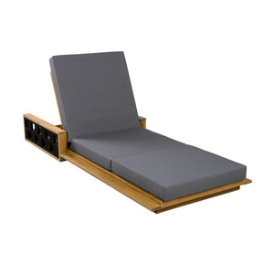 English Elm Acacia Wood Reclining Outdoor Chaise Lounge Teak Finish Rope Accents Patio Poolside Dark Gray N770P350816T_N770P208326G