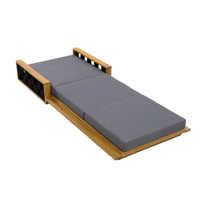 English Elm Acacia Wood Reclining Outdoor Chaise Lounge Teak Finish Rope Accents Patio Poolside Dark Gray N770P350816T_N770P208326G