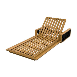 English Elm Acacia Wood Outdoor Chaise Lounge Teak Finish Reclining Poolside Patio Lounger Dark Gray N770P350816T_N770P285267G