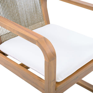 English Elm 2-piece Outdoor Acacia Wood Dining Chair Set with Rope Back and Teak Finish Patio N770P378687L
