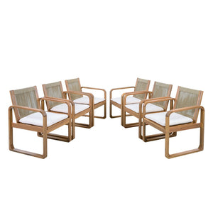 English Elm 2-piece Outdoor Acacia Wood Dining Chair Set with Rope Back and Teak Finish Patio N770P378687L