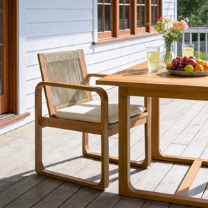 English Elm 2-piece Outdoor Acacia Wood Dining Chair Set with Rope Back and Teak Finish Patio N770P378687L