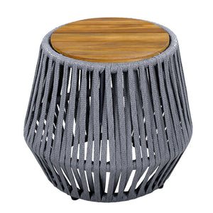 English Elm Outdoor Acacia Wood and Woven Rope Patio Side Table with Teak Finish Coastal N770P385752G