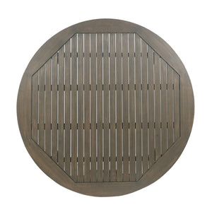 English Elm Round Acacia Wood Outdoor Dining Table Slatted Top Weather Resistant Patio Garden N770P396250G