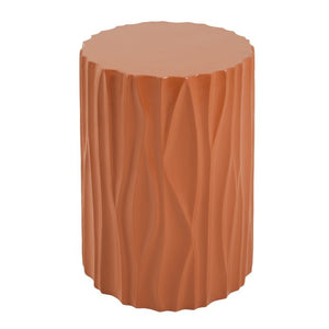 English Elm Black Wave Sculpted MGO Cylindrical Side Table Indoor Outdoor Accent Stool Terracotta N770P396701O