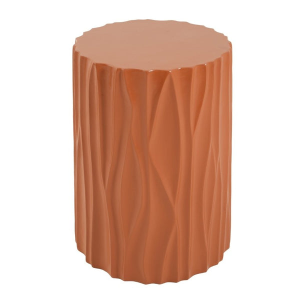 English Elm Black Wave Sculpted MGO Cylindrical Side Table Indoor Outdoor Accent Stool Terracotta N770P396701O