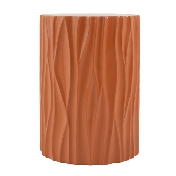 English Elm Black Wave Sculpted MGO Cylindrical Side Table Indoor Outdoor Accent Stool Terracotta N770P396701O