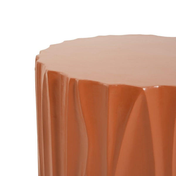 English Elm Black Wave Sculpted MGO Cylindrical Side Table Indoor Outdoor Accent Stool Terracotta N770P396701O