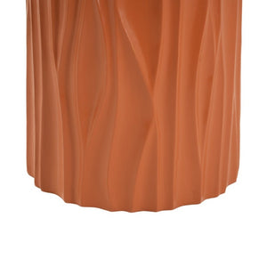 English Elm Black Wave Sculpted MGO Cylindrical Side Table Indoor Outdoor Accent Stool Terracotta N770P396701O