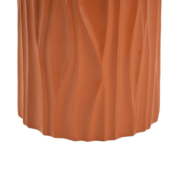 English Elm Black Wave Sculpted MGO Cylindrical Side Table Indoor Outdoor Accent Stool Terracotta N770P396701O