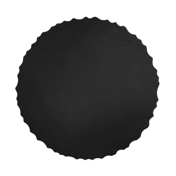 English Elm Black MGO Cylindrical Side Table Wave Carved Matte Finish for Patio or Living Room Black N770P399980B