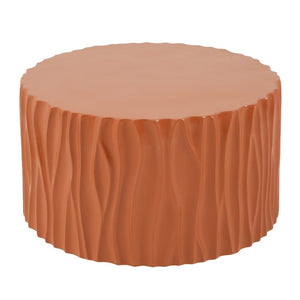 English Elm Black MGO Cylindrical Side Table Wave Carved Matte Finish for Patio or Living Room Terracotta N770P399980O