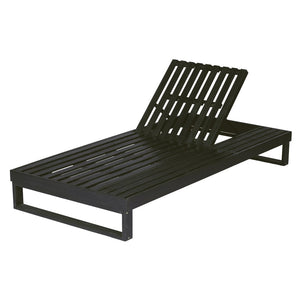 English Elm Black Acacia Hardwood Outdoor Chaise Lounge Adjustable Poolside Recliner with Slatted Design N770P407072B
