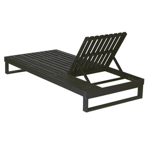English Elm Black Acacia Hardwood Outdoor Chaise Lounge Adjustable Poolside Recliner with Slatted Design N770P407072B