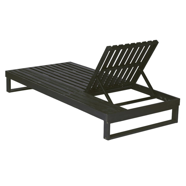 English Elm Black Acacia Hardwood Outdoor Chaise Lounge Adjustable Poolside Recliner with Slatted Design N770P407072B