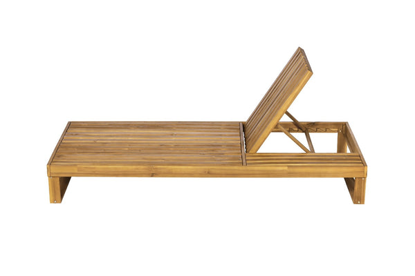 English Elm Acacia Hardwood Outdoor Chaise Lounge Teak Finish Adjustable Poolside Recliner with Side Tray N770P407072T