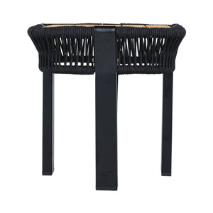 English Elm Teak Finish Acacia Wood Square Patio Side Table with Rope Wrapped Metal Frame Outdoor Black, Teak N770P409250A