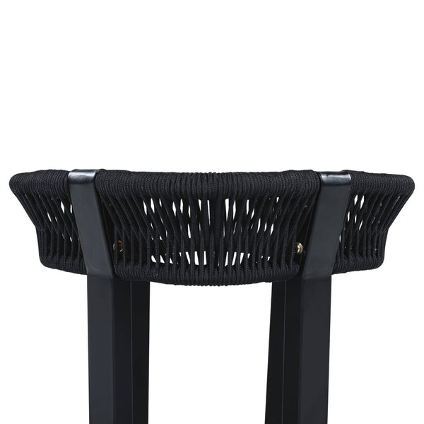 English Elm Teak Finish Acacia Wood Square Patio Side Table with Rope Wrapped Metal Frame Outdoor Black, Teak N770P409250A