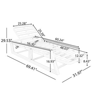 English Elm Adjustable Reclining Outdoor Chaise Lounge Acacia Teak Armrests Iron Frame Pool Patio N770P409251A_N770P422978D