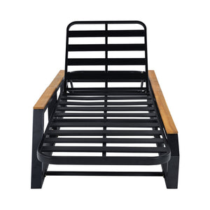 English Elm 3-Piece Outdoor Chaise Lounge Set Acacia Teak Iron Frame Reclining Patio Lounger N770P409251A_N770P422978D_N770P409252A