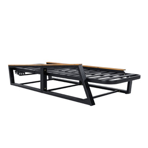 English Elm 3-Piece Outdoor Chaise Lounge Set Acacia Teak Iron Frame Reclining Patio Lounger N770P409251A_N770P422978D_N770P409252A