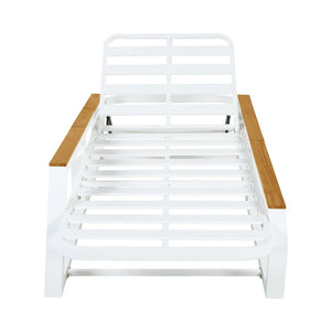 English Elm 3-Piece Outdoor Lounge Set Iron Frame Teak Acacia Accents Cream Cushion Patio Resort N770P409251W_N770P422978C_N770P409252W