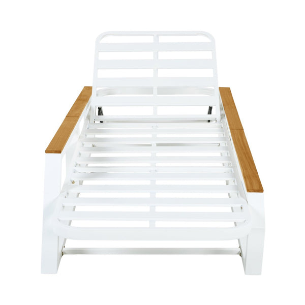 English Elm 3-Piece Outdoor Lounge Set Iron Frame Teak Acacia Accents Cream Cushion Patio Resort N770P409251W_N770P422978C_N770P409252W