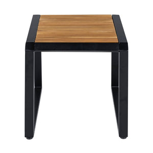 English Elm Outdoor Acacia Wood Side Table with White Iron Frame for Patio and Poolside Use Black/Teak N770P409252A