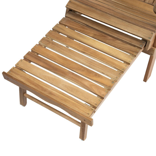 English Elm Malibu Solid Acacia Reclining Adirondack Chair Foldable Slatted Outdoor Patio Lounger N770P421836T
