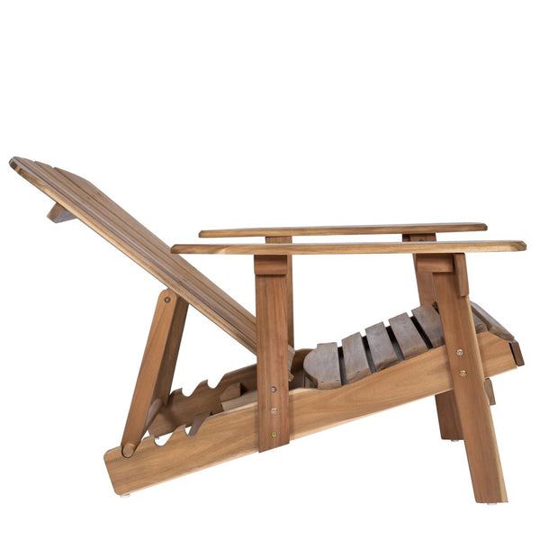 English Elm Malibu Solid Acacia Reclining Adirondack Chair Foldable Slatted Outdoor Patio Lounger N770P421836T