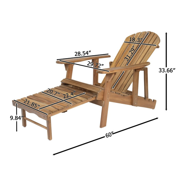 English Elm Malibu Solid Acacia Reclining Adirondack Chair Foldable Slatted Outdoor Patio Lounger N770P421836T