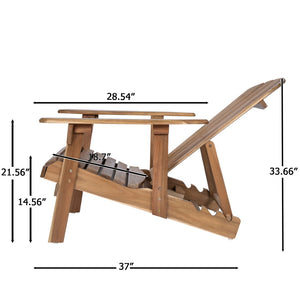 English Elm Malibu Solid Acacia Reclining Adirondack Chair Foldable Slatted Outdoor Patio Lounger N770P421836T