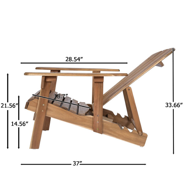 English Elm Malibu Solid Acacia Reclining Adirondack Chair Foldable Slatted Outdoor Patio Lounger N770P421836T