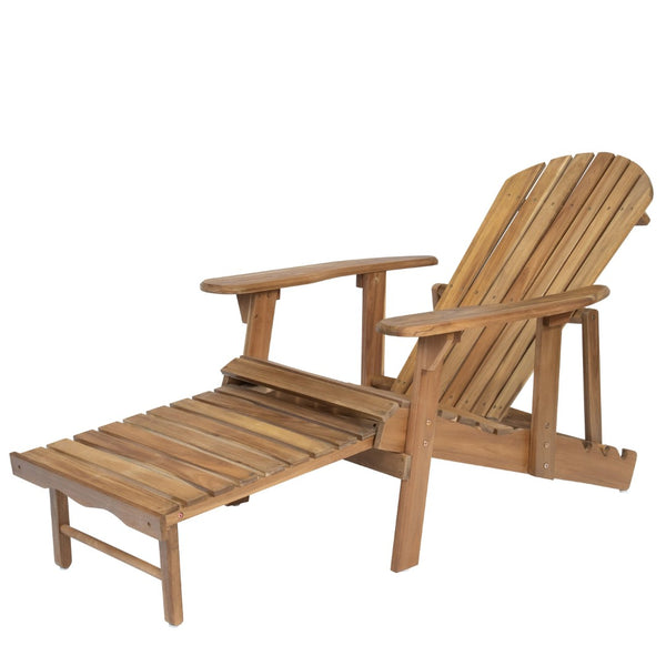 English Elm Malibu Solid Acacia Reclining Adirondack Chair Foldable Slatted Outdoor Patio Lounger N770P421836T