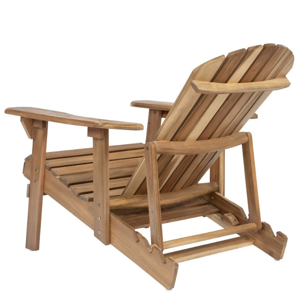 English Elm Malibu Solid Acacia Reclining Adirondack Chair Foldable Slatted Outdoor Patio Lounger N770P421836T