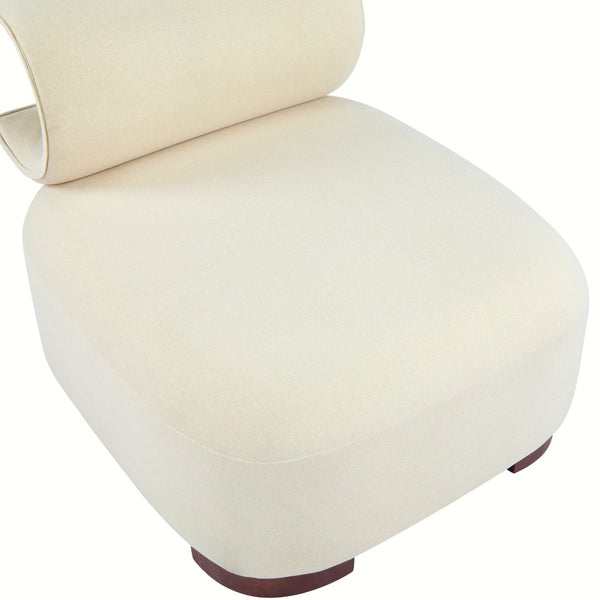 English Elm Modern Low Profile Polyester Accent Chair with Curved Back and Solid Wood Base Beige N770P422553B