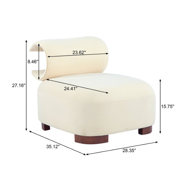 English Elm Modern Low Profile Polyester Accent Chair with Curved Back and Solid Wood Base Beige N770P422553B