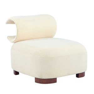 English Elm Modern Low Profile Polyester Accent Chair with Curved Back and Solid Wood Base Beige N770P422553B