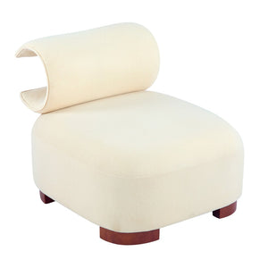 English Elm Modern Low Profile Polyester Accent Chair with Curved Back and Solid Wood Base Beige N770P422553B