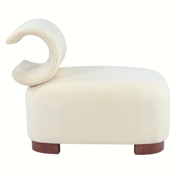 English Elm Modern Low Profile Polyester Accent Chair with Curved Back and Solid Wood Base Beige N770P422553B