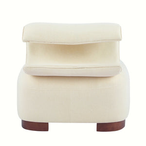English Elm Modern Low Profile Polyester Accent Chair with Curved Back and Solid Wood Base Beige N770P422553B