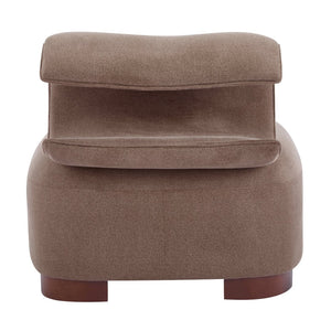 English Elm Modern Low Profile Polyester Accent Chair with Curved Back and Solid Wood Base Brown N770P422553R