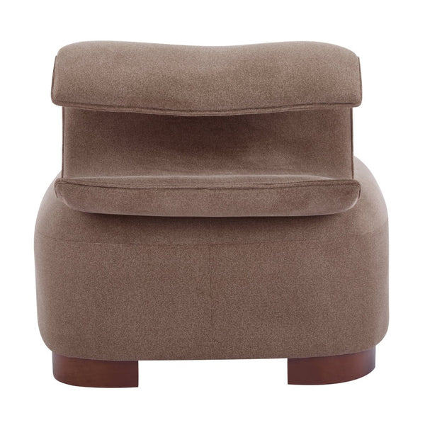 English Elm Modern Low Profile Polyester Accent Chair with Curved Back and Solid Wood Base Brown N770P422553R