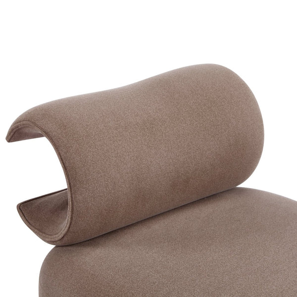 English Elm Modern Low Profile Polyester Accent Chair with Curved Back and Solid Wood Base Brown N770P422553R