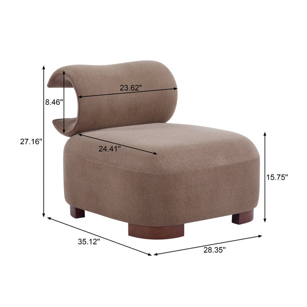 English Elm Modern Low Profile Polyester Accent Chair with Curved Back and Solid Wood Base Brown N770P422553R