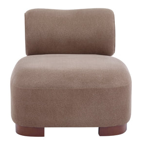 English Elm Modern Low Profile Polyester Accent Chair with Curved Back and Solid Wood Base Brown N770P422553R