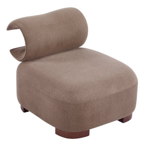 English Elm Modern Low Profile Polyester Accent Chair with Curved Back and Solid Wood Base Brown N770P422553R